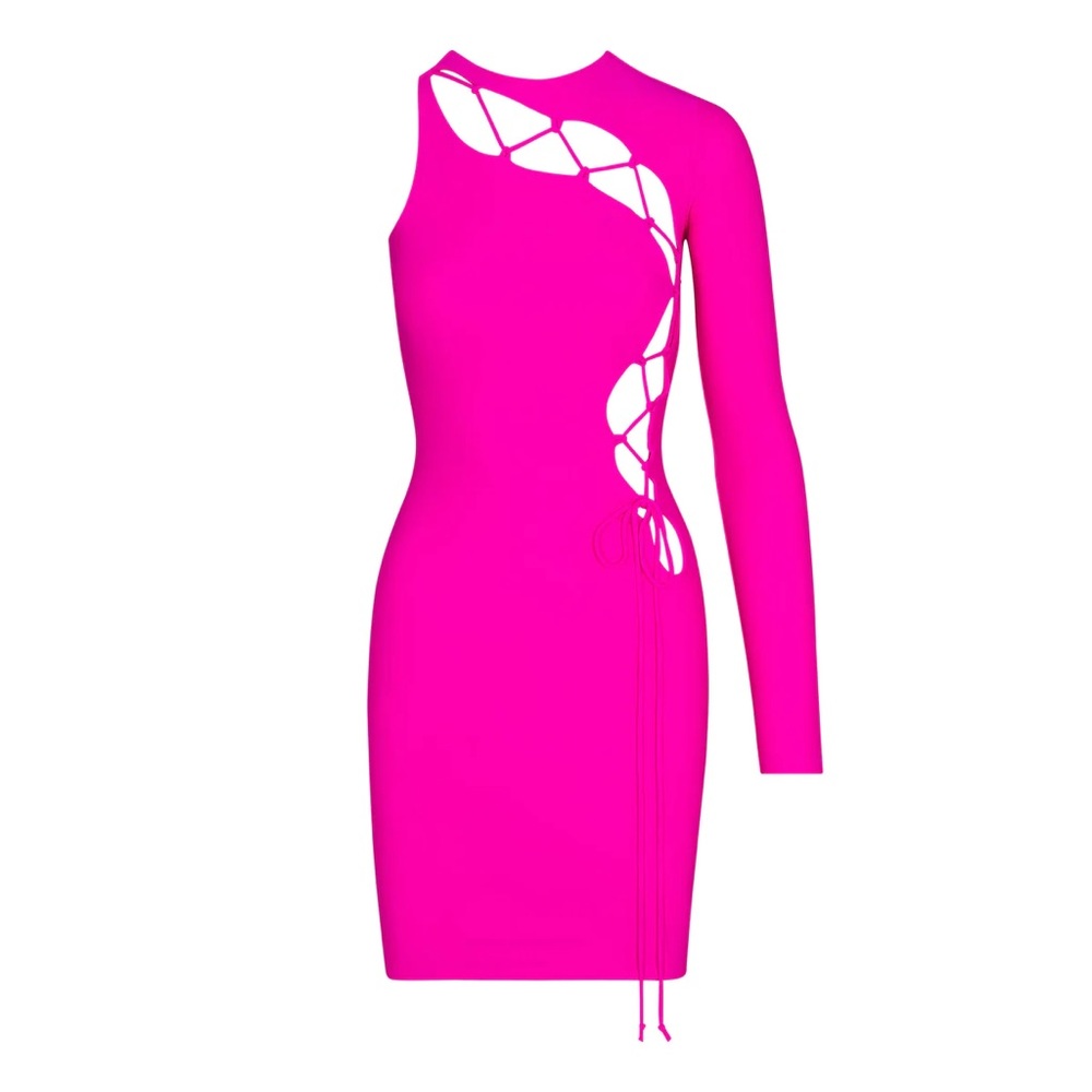 SKIMS Lace Up Mini Dress - Fuchsia. Size small. NWT. Sold out online.